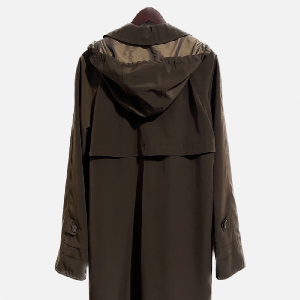 Gallery, chocolate brown hooded trench coat.